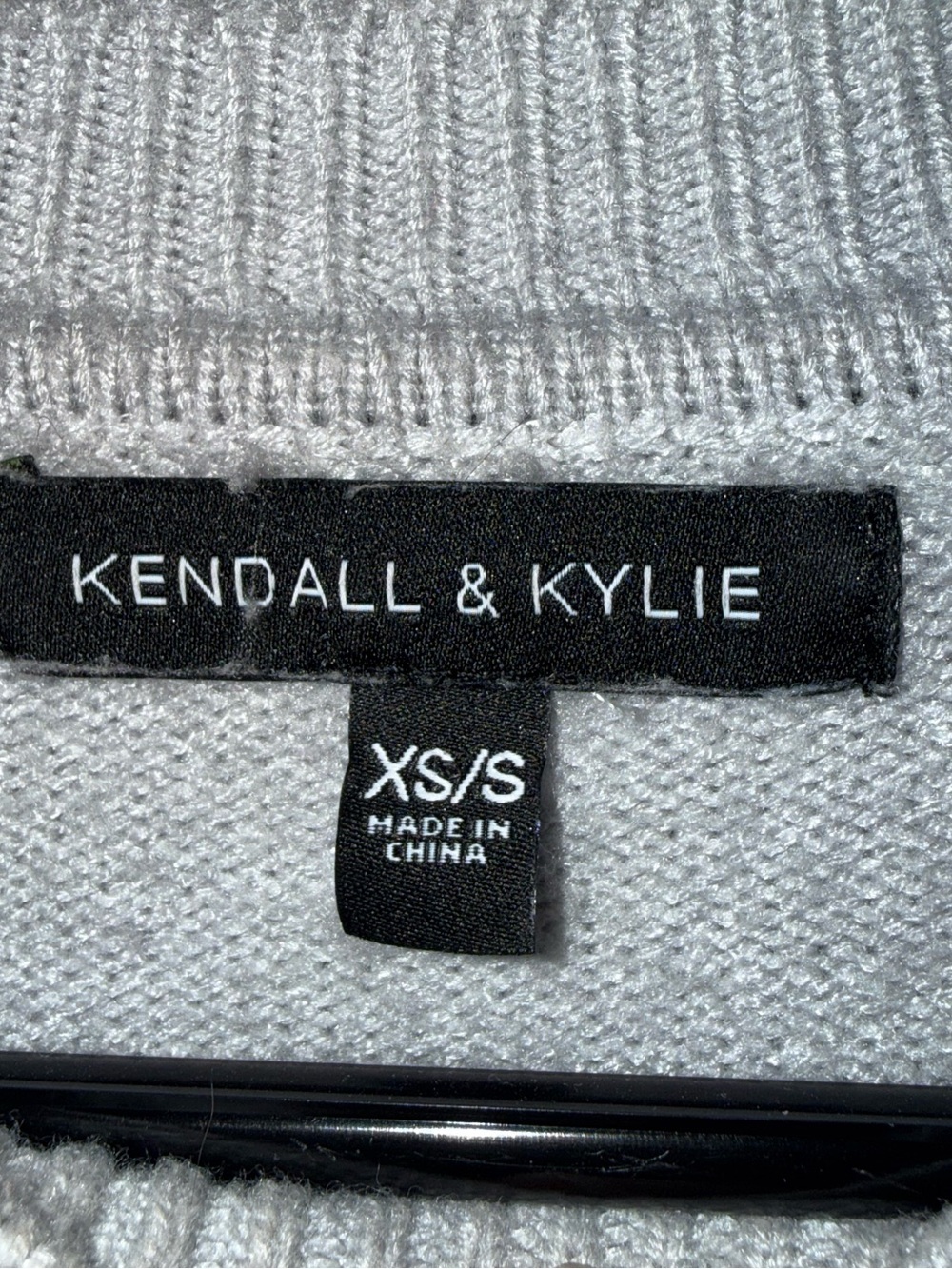 Kendall & Kylie Men's Light Gray and Charcoal Striped Crewneck Sweater - Picture 2 of 3